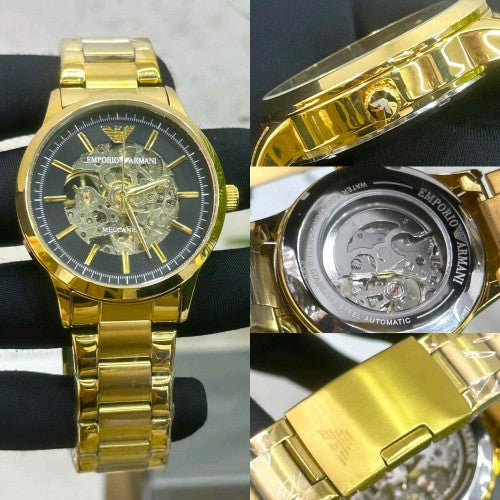 EMPORIO ARMA_ MECCANICO OPEN HEART GOLD BLACK F284