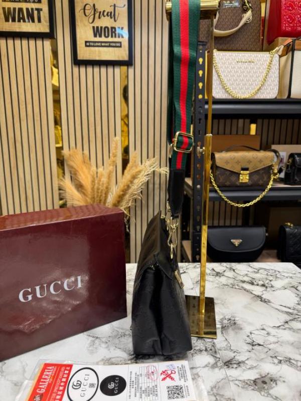 Gucc_i GG Noir With Stripe Mini Shoulder Bag Includes Box & Dust Bag (Black)