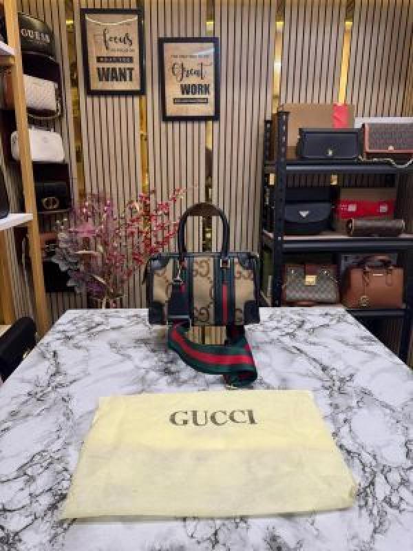 Gucc_i Ophidia Big Gg Monogram Handbag With Dust Bag (Black)