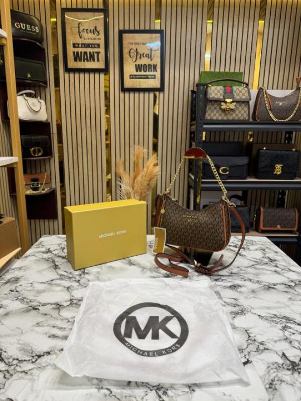 Michael_Kors Jet Set Charm Logo Sling Bag With Box And Dust Bag (4018-Brown)