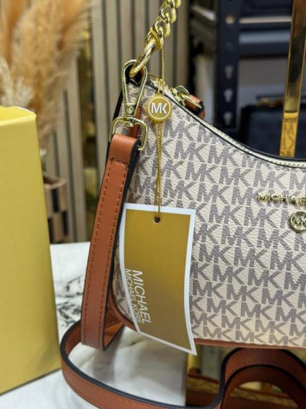 Michael_Kors Jet Set Charm Logo Sling Bag With Box And Dust Bag (4018-Beige)