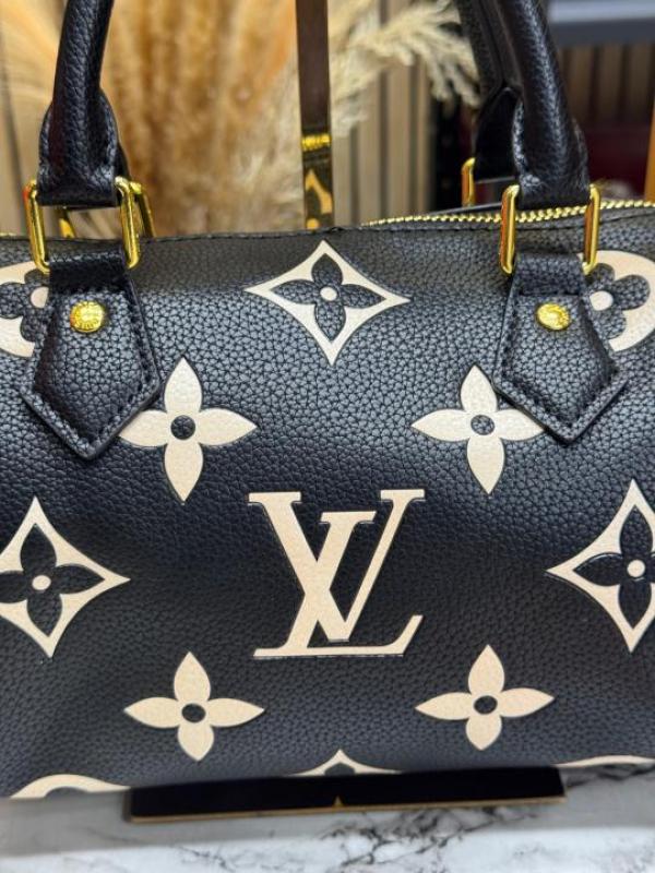 Loui_s vuitton speedy bandouliere handbag in monogram canvas with double og box and dust bag (black-43835