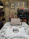 Michael_Kors Cynthia Signature Satchel Bag With Dust Bag (Biege)