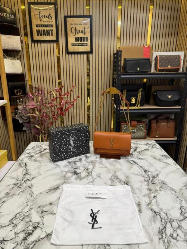 Yves Saint Laurent Ysl Sunset Shoulder Bag With Box And Dust Bag (Brown-8878)