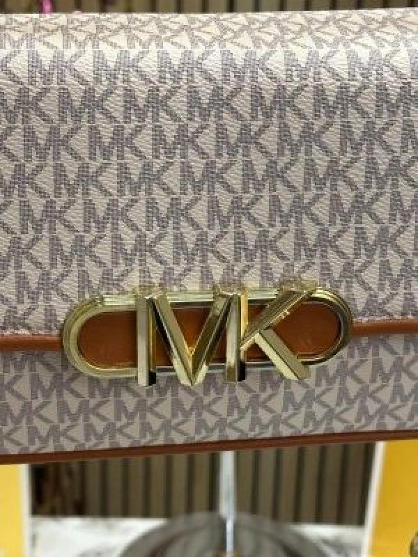 MICHAEL_KORS MK PARKER LEATHER SHOULDER BAG WITH OG BOX AND DUST BAG WITH SHOULDER STRAP WITH CARRY BAG (BIEGE BROWN)