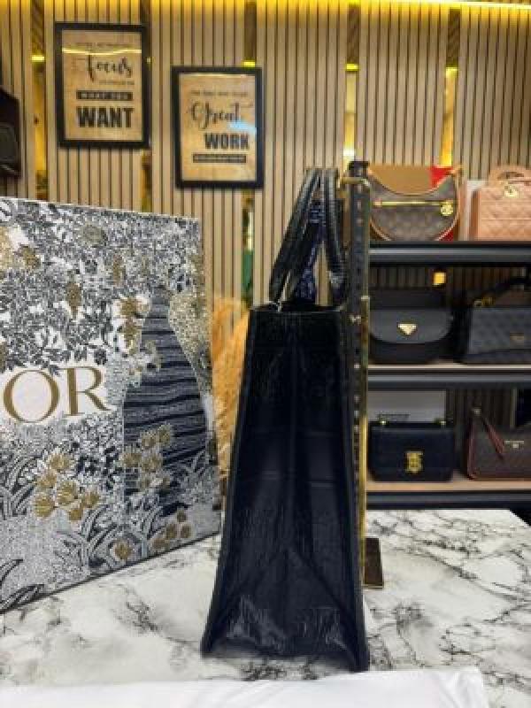 Christian_Dior_Book_Embossed_Calfskin_Tote_With_Box_And_Dust_Bag_(Black)