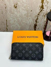 Loui_s vuitton double zipper premium wallet with box 078- (black flower)