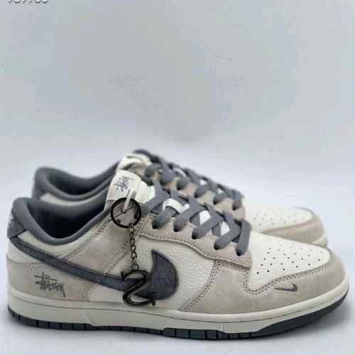 nikee sb dunk low x stussy rice white carbon