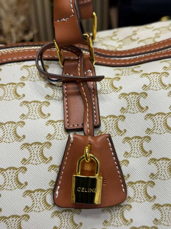 Celine Premium Quality Triomphe Canvas Duffle Travel Bag With Dust Bag (White Flower)