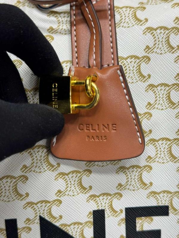 Celine Premium Quality Triomphe Canvas Duffle Travel Bag With Dust Bag (White Flower)