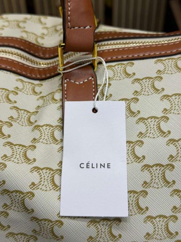 Celine Premium Quality Triomphe Canvas Duffle Travel Bag With Dust Bag (White Flower)