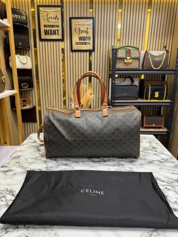 Celine Premium Quality Triomphe Canvas Duffle Travel Bag With Dust Bag (Brown)