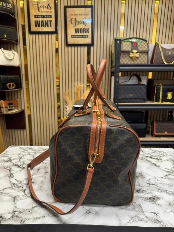 Celine Premium Quality Triomphe Canvas Duffle Travel Bag With Dust Bag (Brown)