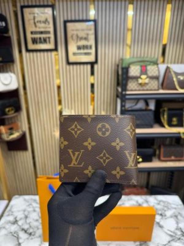 _vuitton wallet combo with og box and carry bag premium quality (brown)