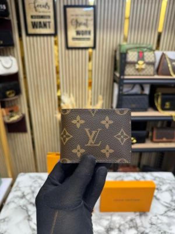 _vuitton wallet combo with og box and carry bag premium quality (brown)