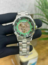 FOSSIL_TOWNSMAN SILVER GREEN DAIL CHAIN F269