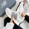 NEWW BALANCE 327 WHITE GREY WITH OG BOX KEYCHAIN for her