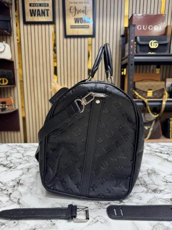 Loui_s Vuitton Keep All Bandouliere Embossed Duffle Bag With Dust Bag (Black)