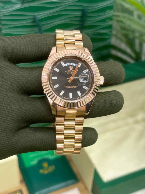 Rolex_ day date Diamond  Black Face Rose Gold 30F3 F268