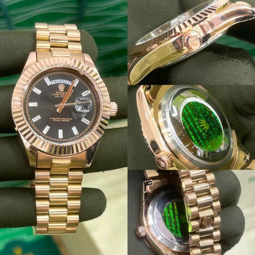 Rolex_ day date Diamond  Black Face Rose Gold 30F3 F268