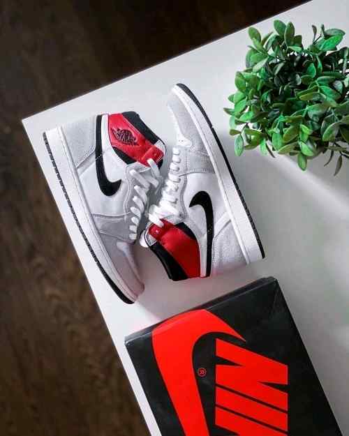jordan retro 1 high SMOKE GREY RED suede quality semi ua