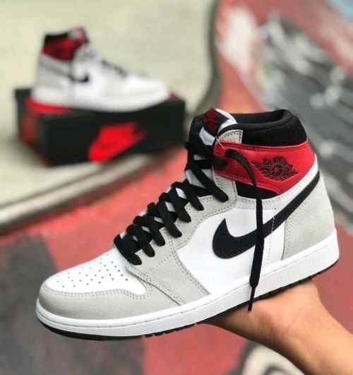 jordan retro 1 high SMOKE GREY RED suede quality semi ua