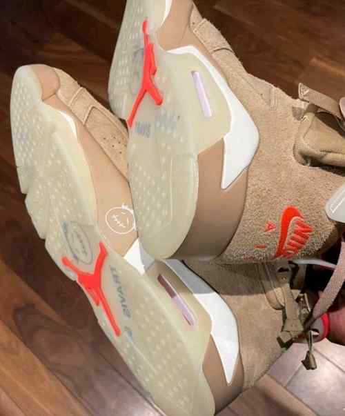 Nikee Air Jordan Retro 6 x Travis Scott British Khaki Top SEMI UA Batch SEUDE with og box dustbag