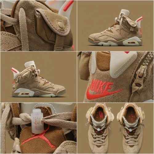 Nikee Air Jordan Retro 6 x Travis Scott British Khaki Top SEMI UA Batch SEUDE with og box dustbag
