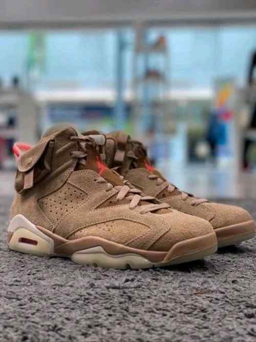 Nikee Air Jordan Retro 6 x Travis Scott British Khaki Top SEMI UA Batch SEUDE with og box dustbag