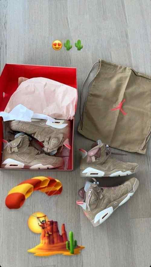 Nikee Air Jordan Retro 6 x Travis Scott British Khaki Top SEMI UA Batch SEUDE with og box dustbag
