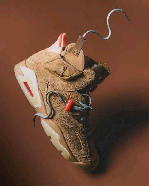 Nikee Air Jordan Retro 6 x Travis Scott British Khaki Top SEMI UA Batch SEUDE with og box dustbag