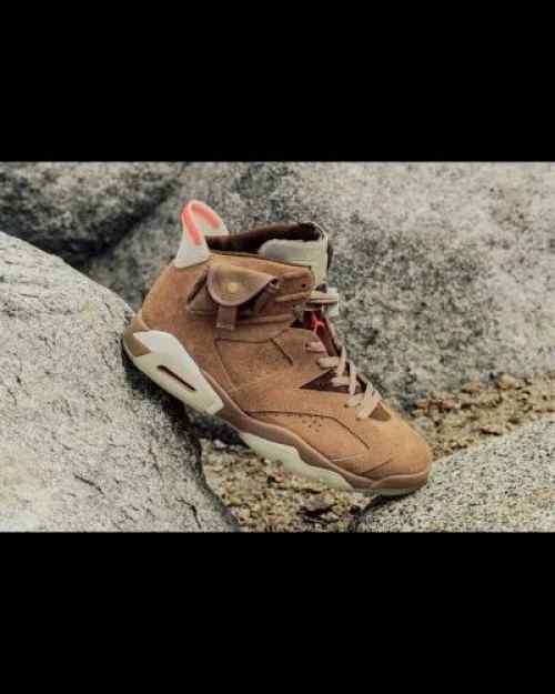 Nikee Air Jordan Retro 6 x Travis Scott British Khaki Top SEMI UA Batch SEUDE with og box dustbag