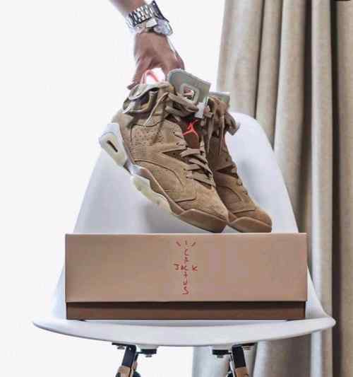 Nikee Air Jordan Retro 6 x Travis Scott British Khaki Top SEMI UA Batch SEUDE with og box dustbag