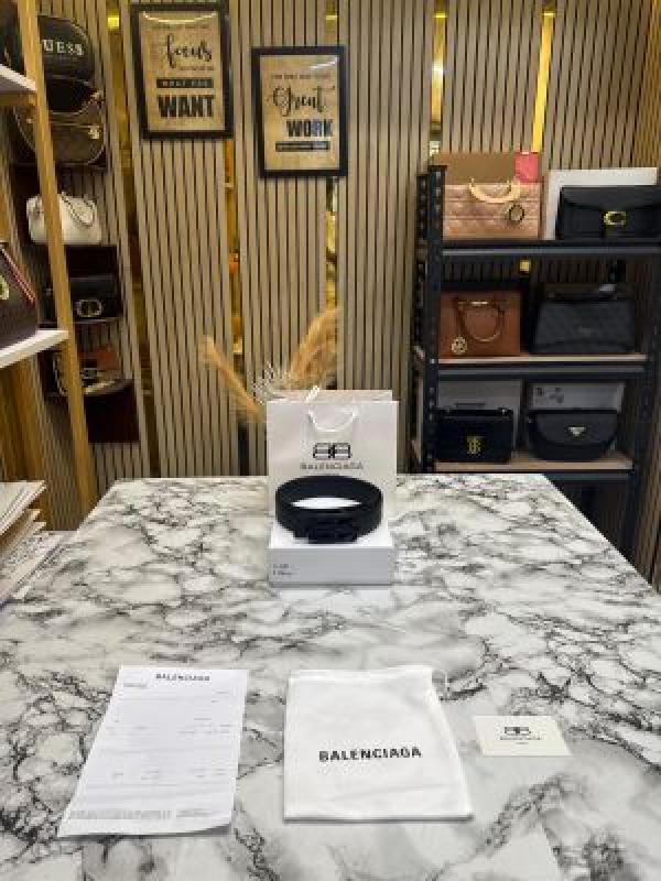 Balenciaga BB buckle Leather Belt With Og Box And Dust Bag Including Carry Bag (5-2)