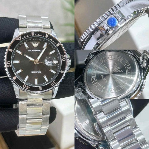 EMPORIO ARMA_ DIVER SILVER BLACK F260