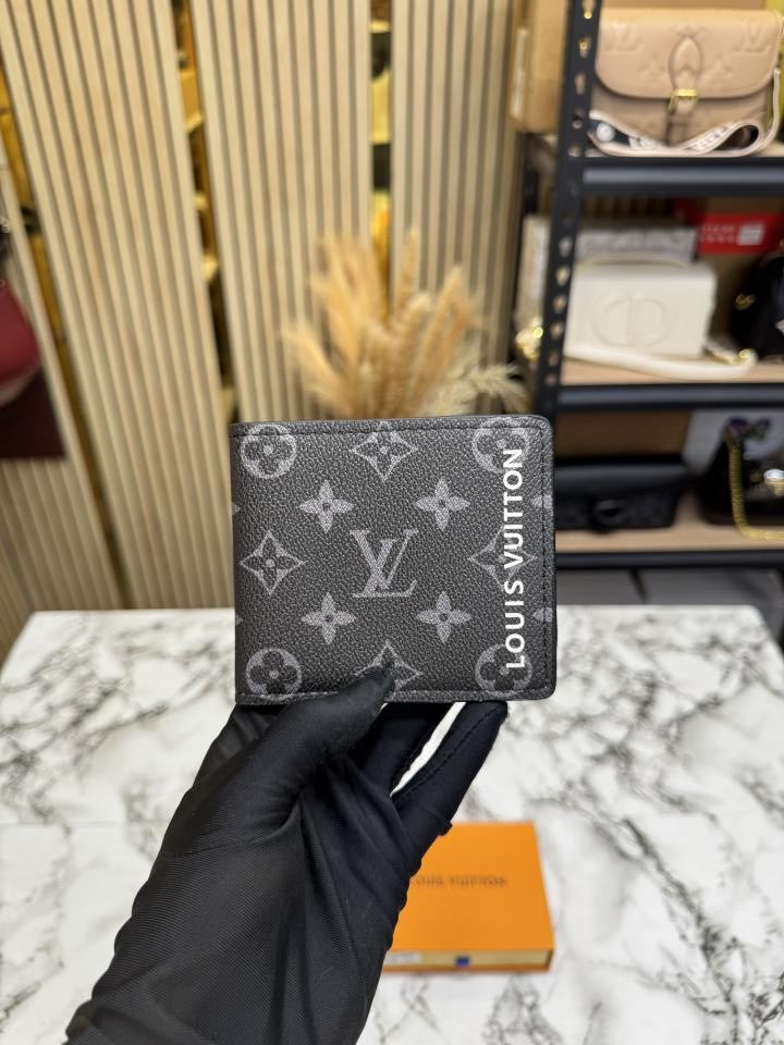 Loui_s Vuitton Monogram Stripe Bi-fold Wallet With Box And Dust Bag (Black-60223)
