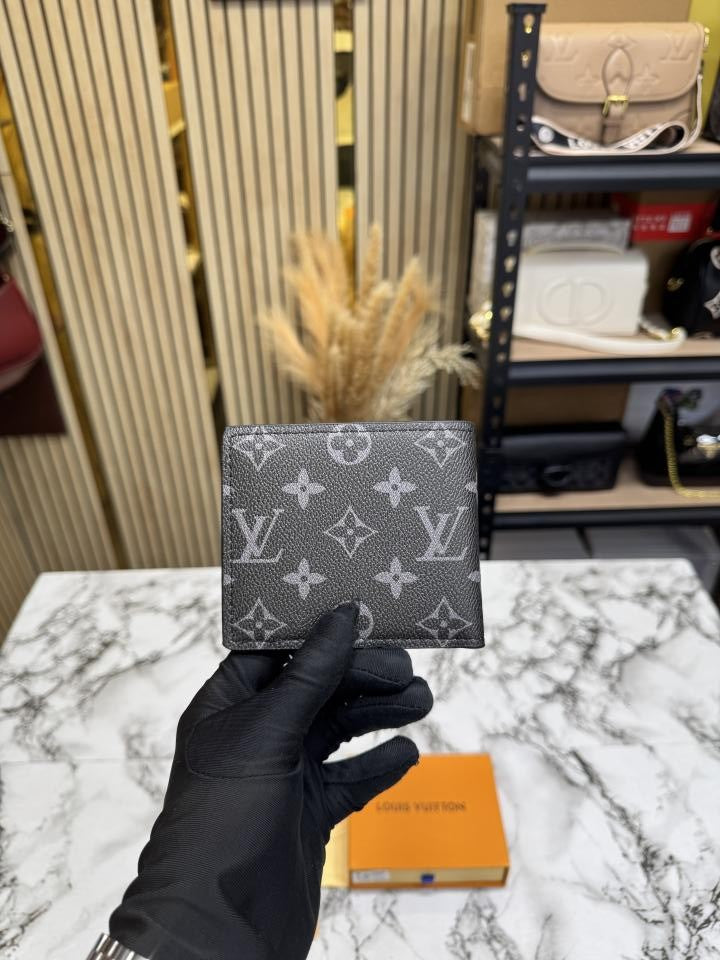 Loui_s Vuitton Monogram Stripe Bi-fold Wallet With Box And Dust Bag (Black-60223)
