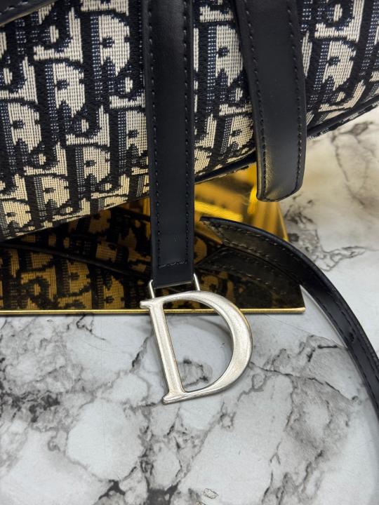 Christian Dio_r Oblique Saddle Crossbody Bag With Box And Dust Bag (Black)(78812)
