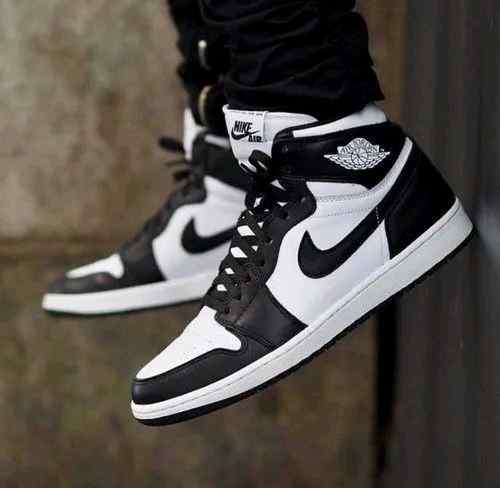 Nikee Jordan Retro 1 High Panda Black White Surplus Semi UA Leather Shine