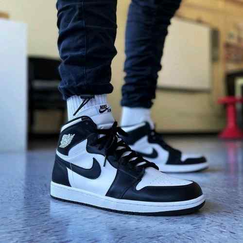 Nikee Jordan Retro 1 High Panda Black White Surplus Semi UA Leather Shine