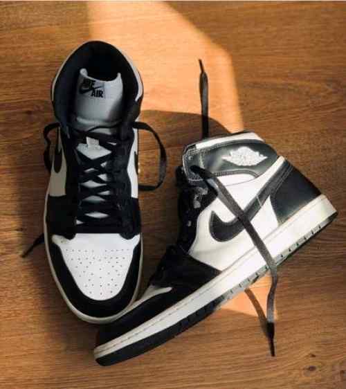 Nikee Jordan Retro 1 High Panda Black White Surplus Semi UA Leather Shine