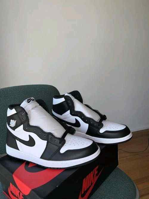 Nikee Jordan Retro 1 High Panda Black White Surplus Semi UA Leather Shine