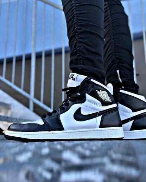 Nikee Jordan Retro 1 High Panda Black White Surplus Semi UA Leather Shine
