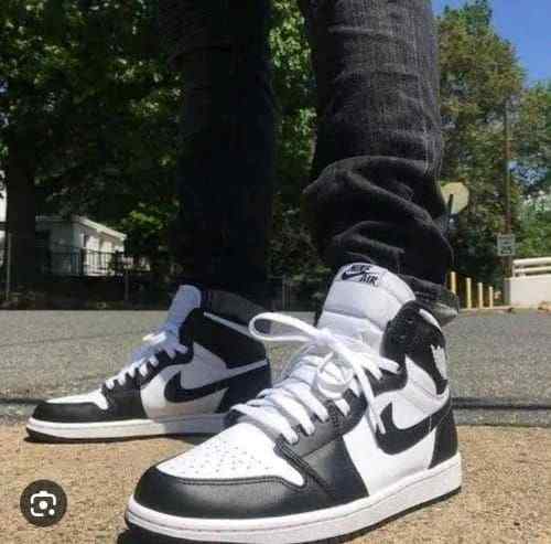 Nikee Jordan Retro 1 High Panda Black White Surplus Semi UA Leather Shine