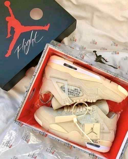 Jordan Retro 4 Offf Whitee SAIL CREAM Semi UA