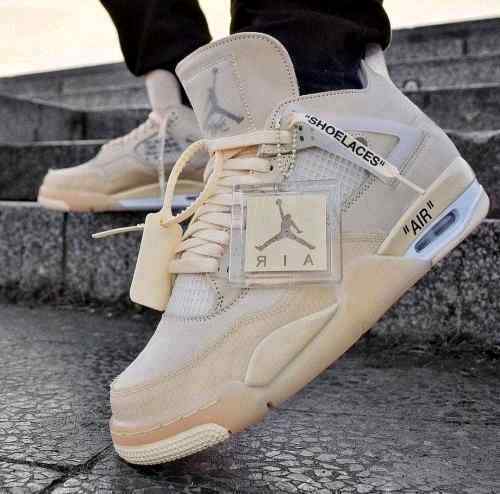Jordan Retro 4 Offf Whitee SAIL CREAM Semi UA