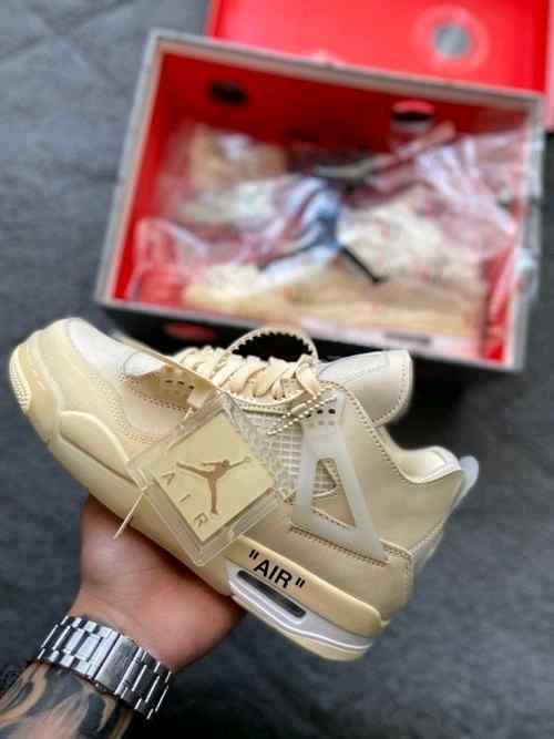 Jordan Retro 4 Offf Whitee SAIL CREAM Semi UA