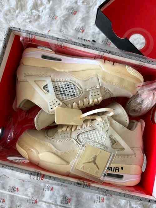 Jordan Retro 4 Offf Whitee SAIL CREAM Semi UA