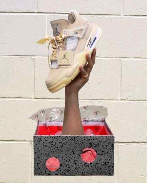 Jordan Retro 4 Offf Whitee SAIL CREAM Semi UA