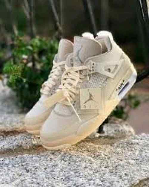 Jordan Retro 4 Offf Whitee SAIL CREAM for her Semi UA